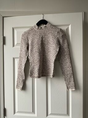 Alaïa Paris Leopard-Print Mock Neck Long Sleeve Top